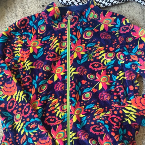 Girls floral Spyder fleece jacket size 14/16 - Picture 1 of 2